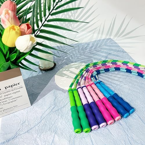 BIRDDIE Soft Beaded Jump Ropes, Adjustable Length Skipping Rope, Tangle Free Segmented Jumping Rope for Kids and Adults Ex...