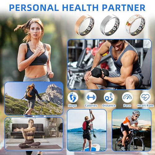 Fuomuto Smart Ring Health Tracking, Sleep Tracking, Heart Rate, Blood Oxygen, Blood Pressure，Fitness Ring, Activity Monito...