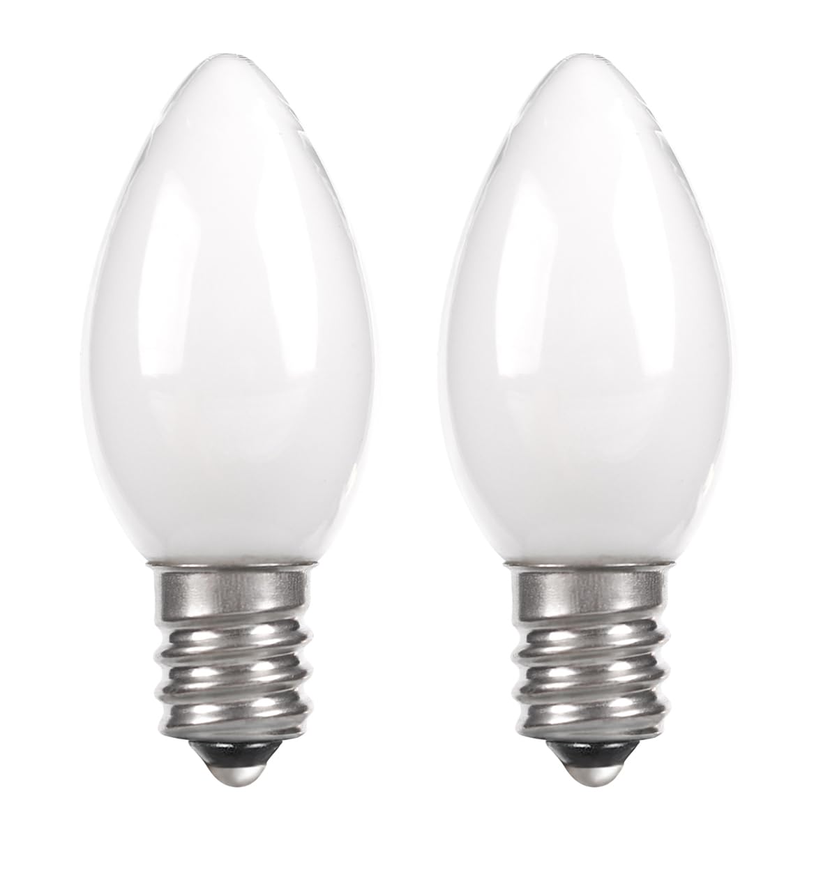 C7 Candelabra Led Night Light Bulbs, 0.6 Watt Equivalent 7W Incandescent, E12 Milk White Bulbs, Warm White 2700K Smalll Nightlight Replacement Bulb for Window Candle & Chandeliers, 2 Pack