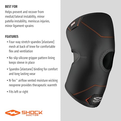 Shock Doctor Knee Brace Compression Sleeve Support (1 Unit). Helps Pain / Healing from Arthritis, Bursitis, Tendonitis, Me...