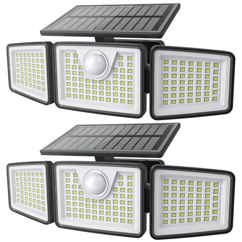 daphino 2500LM Solar Lights Outdoor with Motion Sensor,3 Head 270° Wide Angle Street Area Lights, IP65 Waterproof Security...