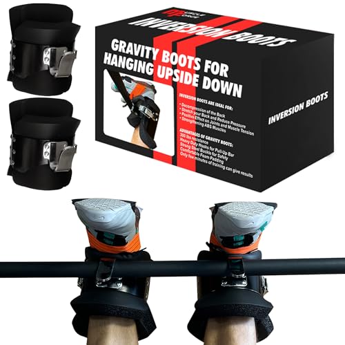 MuscleForge Gravity Boots with Safety Lock, Inversion Boots for Gravity Fitness Training (Pair), for Overhang on The Back ...