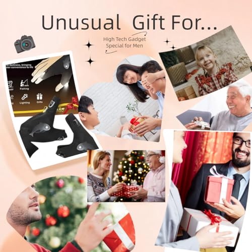 HikooLSS Waterproof Rechargeable LED Flashlight Gloves, Adjustable Strap, One Size Fit All, Black