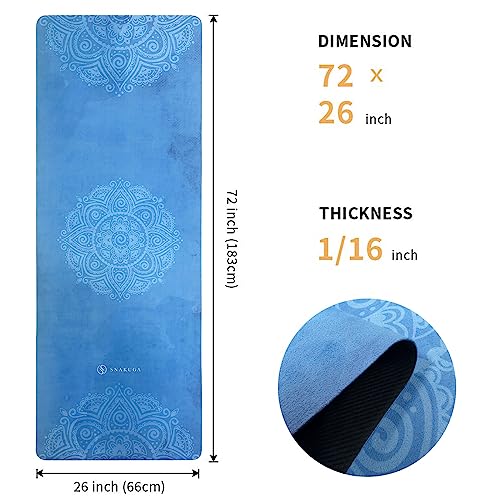 SNAKUGA Travel Yoga Mat, Non Slip Exercise Suede Mat with Carry Bag, All-Purpose Fitness Mat with High Density Anti-Tear S...