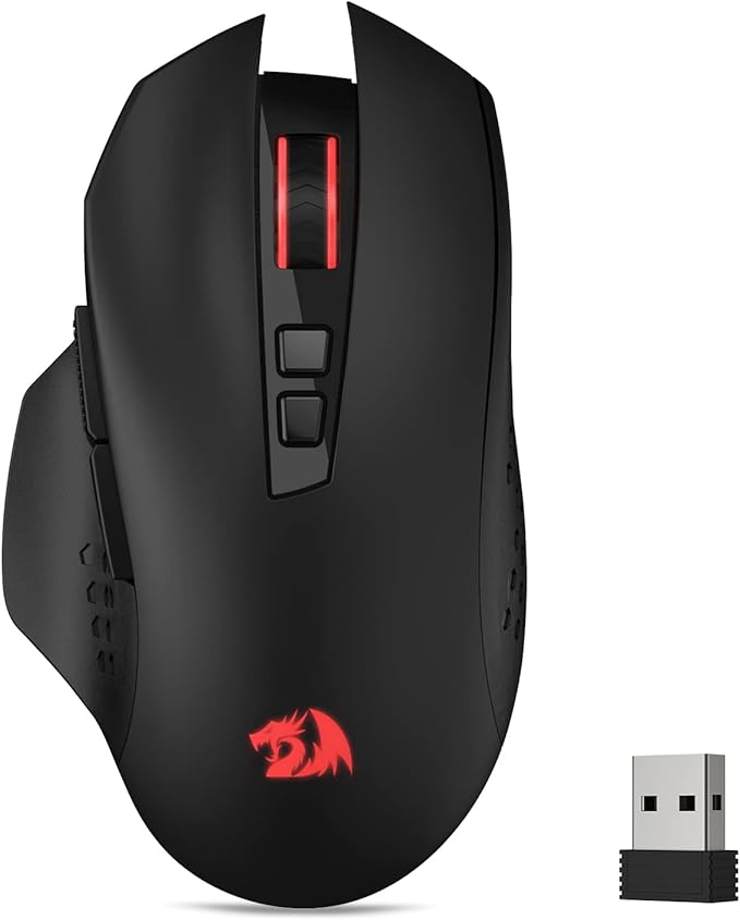 Redragon M656 Gainer Wireless Gaming Mouse, 4000 DPI 2.4Ghz Wireless Mouse w/ 5 DPI Levels, 7 Macro Buttons, Red LED Backl...