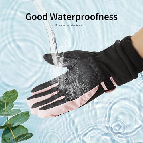 Feelorna Women Winter Ski Gloves, Waterproof Touchscreen Anti-Slip Snowboard Gloves for Skiing Sports