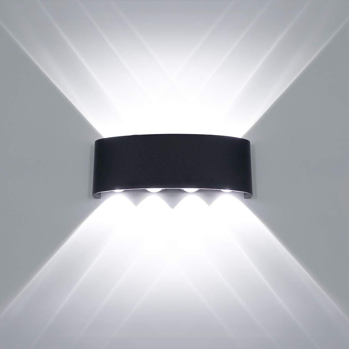 Kawell 8W Waterproof LED Wall Light Sconce, Matte Black, Model 33-AU558-BK-CW, Indoor/Outdoor Use for Bathroom, Hallway, Garden