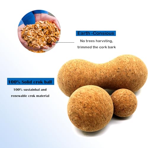 Rreadean Cork Massage Ball Set for Fascia Release After Exercise, Yoga,Trigger Point Therapy, Relax Muscles, and Relieve S...