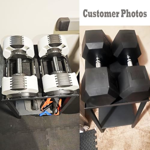 Commercial Heavy Duty Adjustable Dumbbell Stand & Kettlebell Stand, Adjustable Dumbbell Weight Rack, Kettlebell Storage Ra...