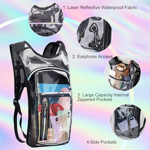 CTSAYCTL Hydration Backpack,Water Backpack with 2L Water Bladder,Festival Essential-Rave Hydration Pack,Lightweight Insula...