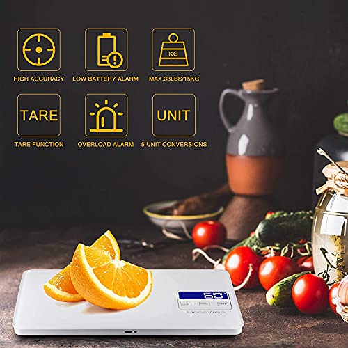 MegaWise Precision Food Scale, 33lb Waterproof Rechargeable Digital Kitchen Scale, 1g/0.04oz Precise Graduation, Weight Gr...