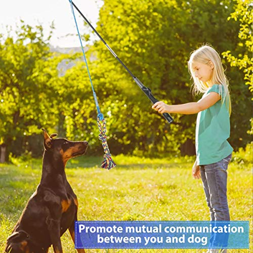 DIBBATU Flirt Pole for Dogs Interactive Dog Toys for Large Medium Small Dogs Chase and Tug of War, Dog Teaser Wand with Lu...