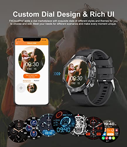 SUNKTA Smart Watch for Men Bluetooth Calls with,1.39''HD Touch Screen Tactical Smartwatch for Android and iPhone,5ATM Wate...
