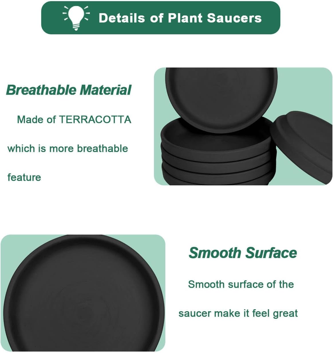 vensovo 3 Inch Black Terracotta Plant Saucer Pots Tray - 12 pcs Mini Planter Saucers for Indoor & Outdoor Plants, Small Clay Trays Perfect for 2 Inch 2.5Inch Flower Pot