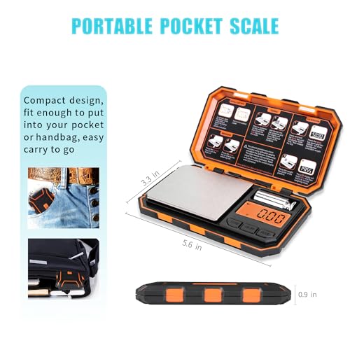 Fuzion Digital Pocket Scale, 500g x 0.01g Gram Scale, Mini Scale 6 Units Jewelry Scale with LCD Display, Tare Function for...