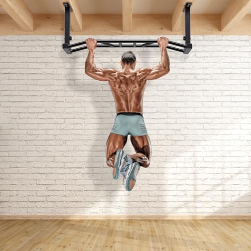 Kipika 48" Ceiling Mounted Pull Up Bar, Heavy Duty Multi-Grip Chin Up Bar,Mounted Pullup Bar, Adjustable Height, Pull Up B...