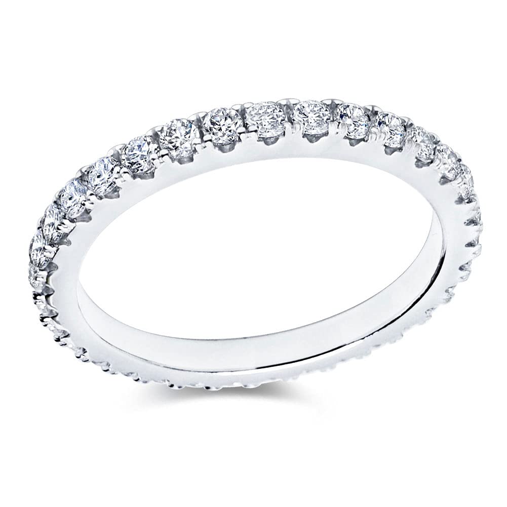 Bo.Dream 2.2mm Round Cubic Zirconia CZ Wedding Full Eternity Band Rings Sterling Silver Size 9