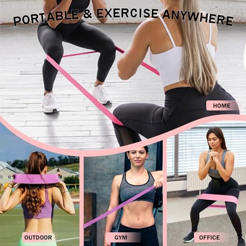 KANGFITER Long and Short Fabric Resistance Bands with Door Anchor 7 PCS, Non-Slip Stretch Booty Bands for Working Out Wome...