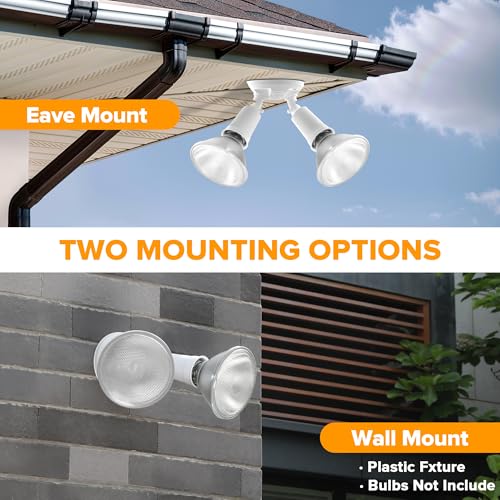 LUTEC 2 Pack Adjustable Twin Par Holder Outdoor Flood Lights, Switch Controlled Security Lights, Floodlights Fixture, Wate...