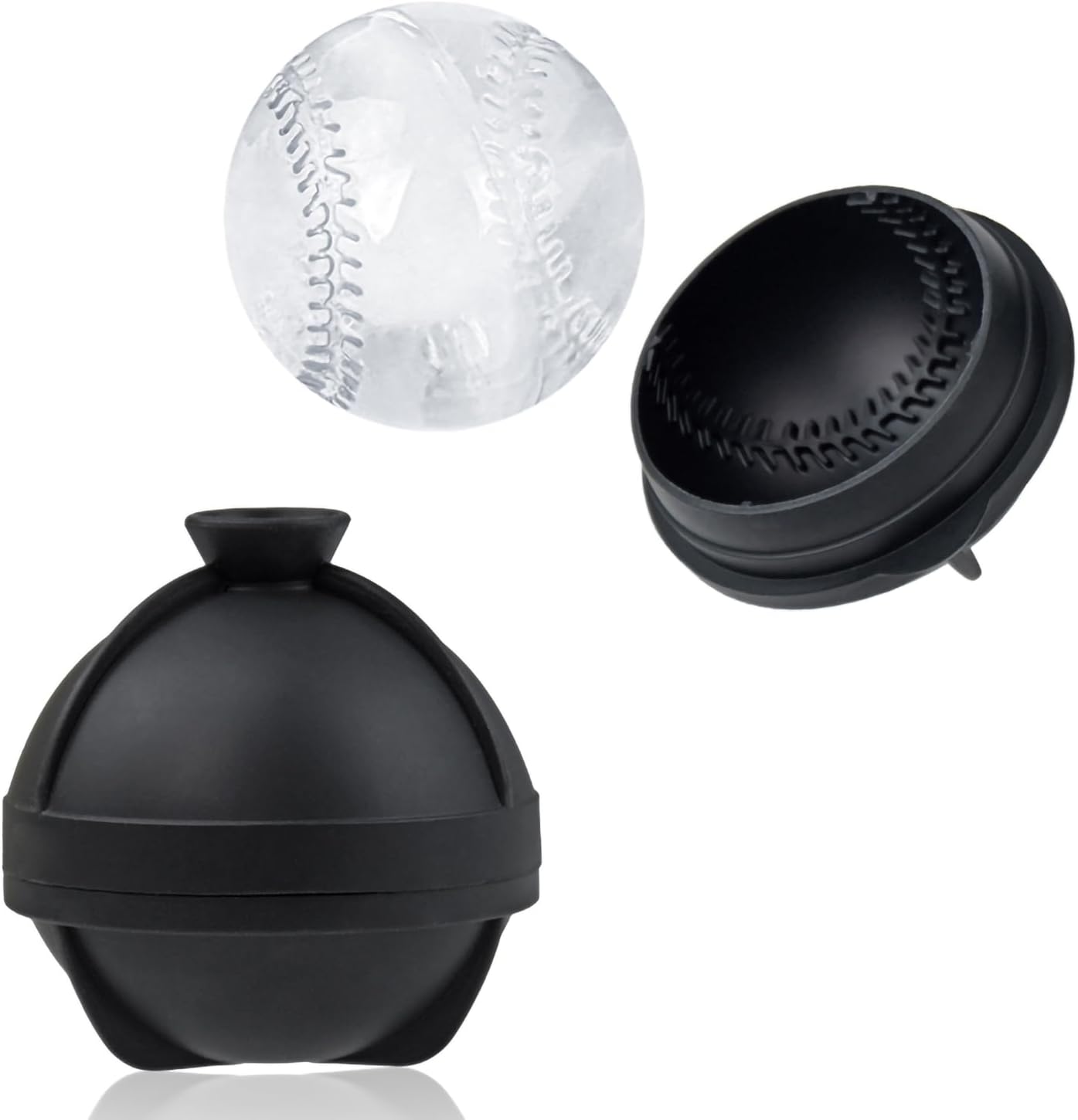 Bangp Baseball Ice Cube Molds Set of 6,Whiskey Round Ice Cube Molds,Novelty Sphere Ice Molds Create 2.5 Inch Baseball Shaped Ice Balls - Each Stone Keeps Your Drinks Cool and Unique,for Men and Women