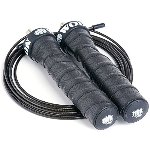 WOD Nation Attack Speed Jump Rope : Adjustable Jumping Ropes : Unique Two Cable Skipping Workout System : One Thick and On...