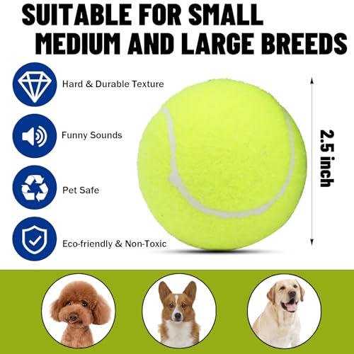 Magicorange Dog Tennis Balls, 20 Pack 2.5 inch Floatable Squeaky Tennis Balls for Fetch Exercise, Natural Rubber Squeaky D...