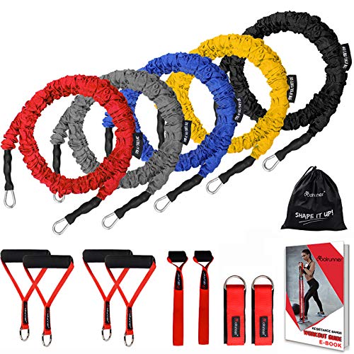 Coolrunner 14 PCS Resistance Bands Set, Exercise Tubes, 20lbs to 40lbs Workout Bands with Handles Protective Nylon Sleeves...