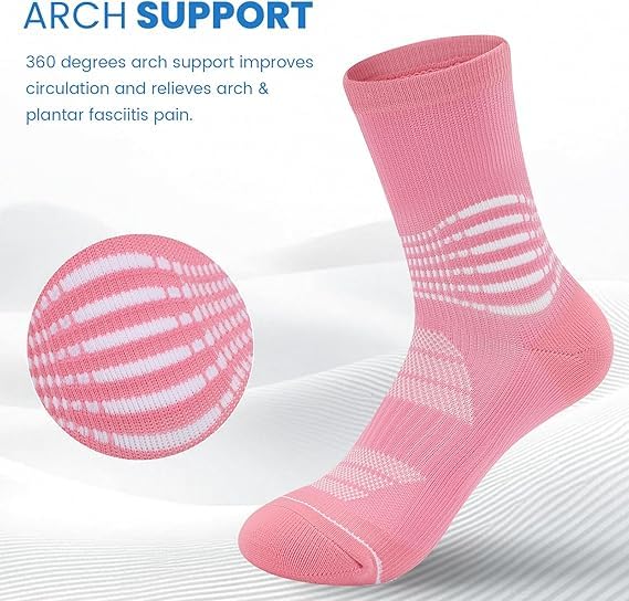 IRAMY Crew Compression Socks for Women Men with Ankle Arch Support Plantar Fasciitis Relief 3/6 Pairs