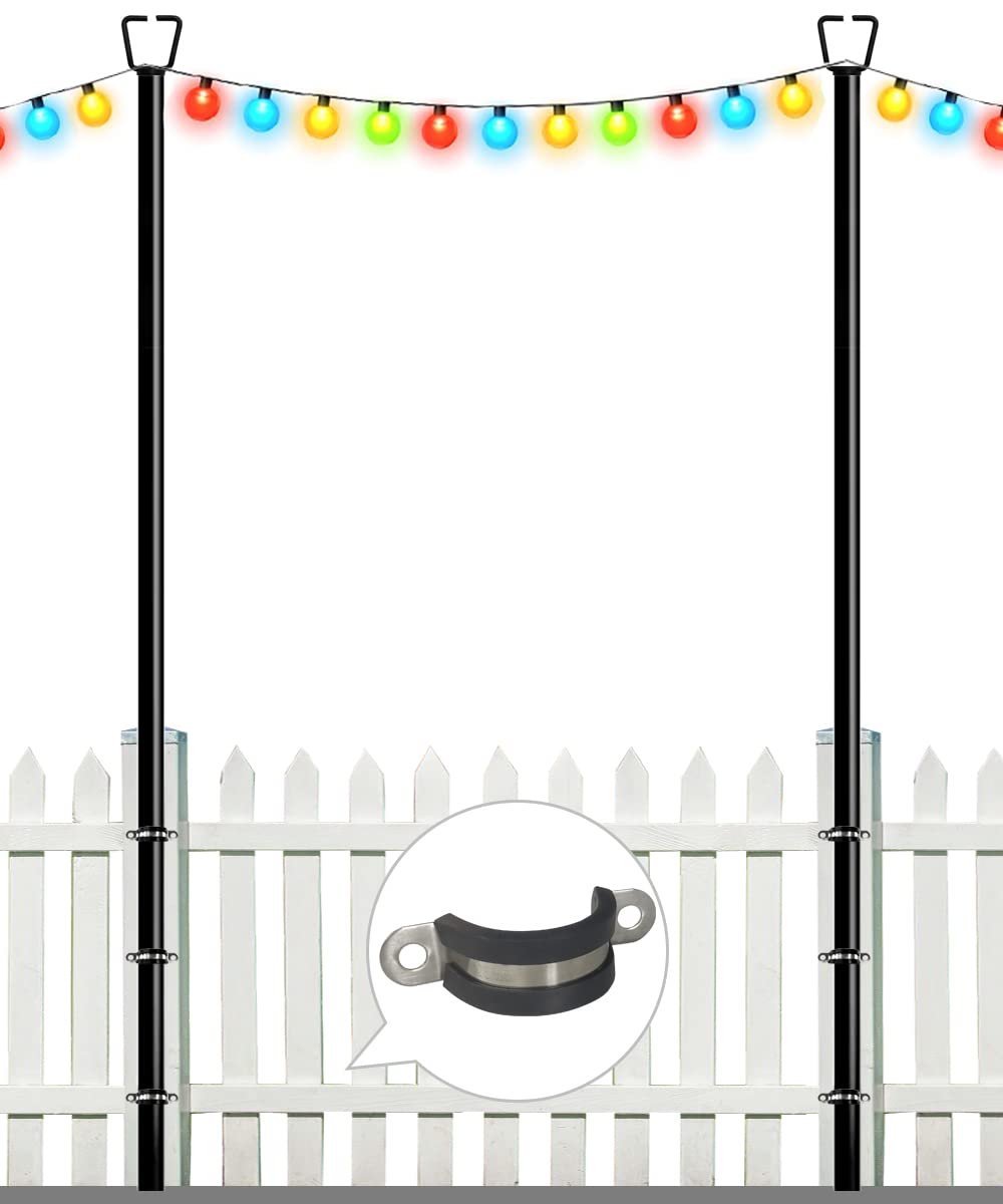 Queension 10Ft Deck String Light Poles For Outdoor String Lights For Garden  Backyard  Patio Lighting Stand For Parties  Bistro & Weddings  2 Pack