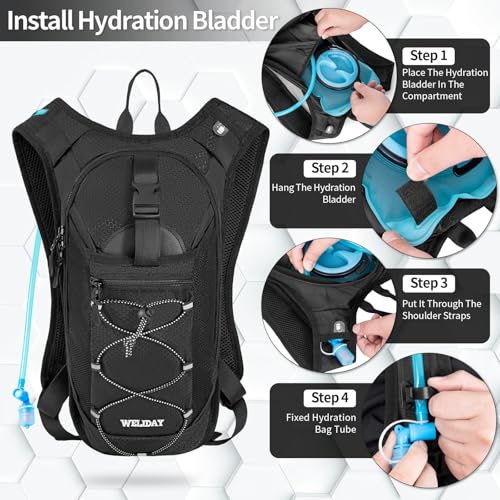 WELIDAY Hydration Backpack with 2L Water Bladder, Lightweight Hydro Pack for Cycling, Running, Hiking, Climbing
