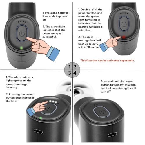Stellamist Mini Thermal Massage Gun with Heat, Portable Hand Held Massager Gun with Heat, Portable Percussion Muscle Massa...