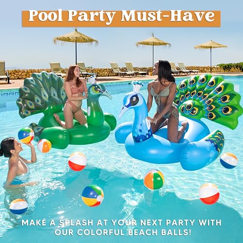 JOYIN 12-Pack 12“ Beach Balls - Bulk Classic Beachball Inflatable Swimming Pool Toys for Games Adults Kids Birthday Party ...