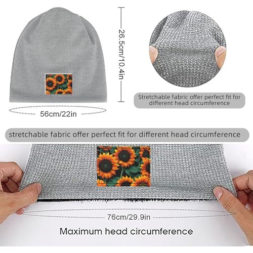YANYU Orange Sunflower Wallpaper Print Lightweight Waffle Pullover Hat Men Women Winter Headwear Outdoor Camping Travel