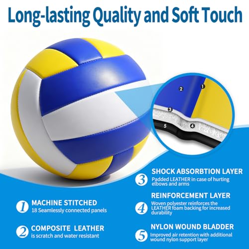 jiaonun 12 Pack Regulation Size 5 Volleyballs for Women and Men, Outdoor or Indoor, with Pump