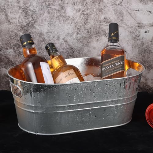 4Pcs 3 Gallon Galvanized Bucket Ice Bucket Large Metal Drink Buckets for Parties Beer Beverage Tub with Scoops for Champag...
