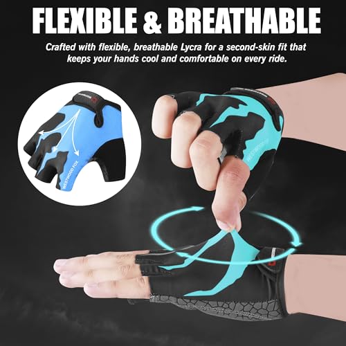 WESTWOOD FOX Cycling Gloves Half Finger Unisex Padded Grips Palm Bicycle Summer MTB Bike Gloves for Men Women Non-Slip Fin...