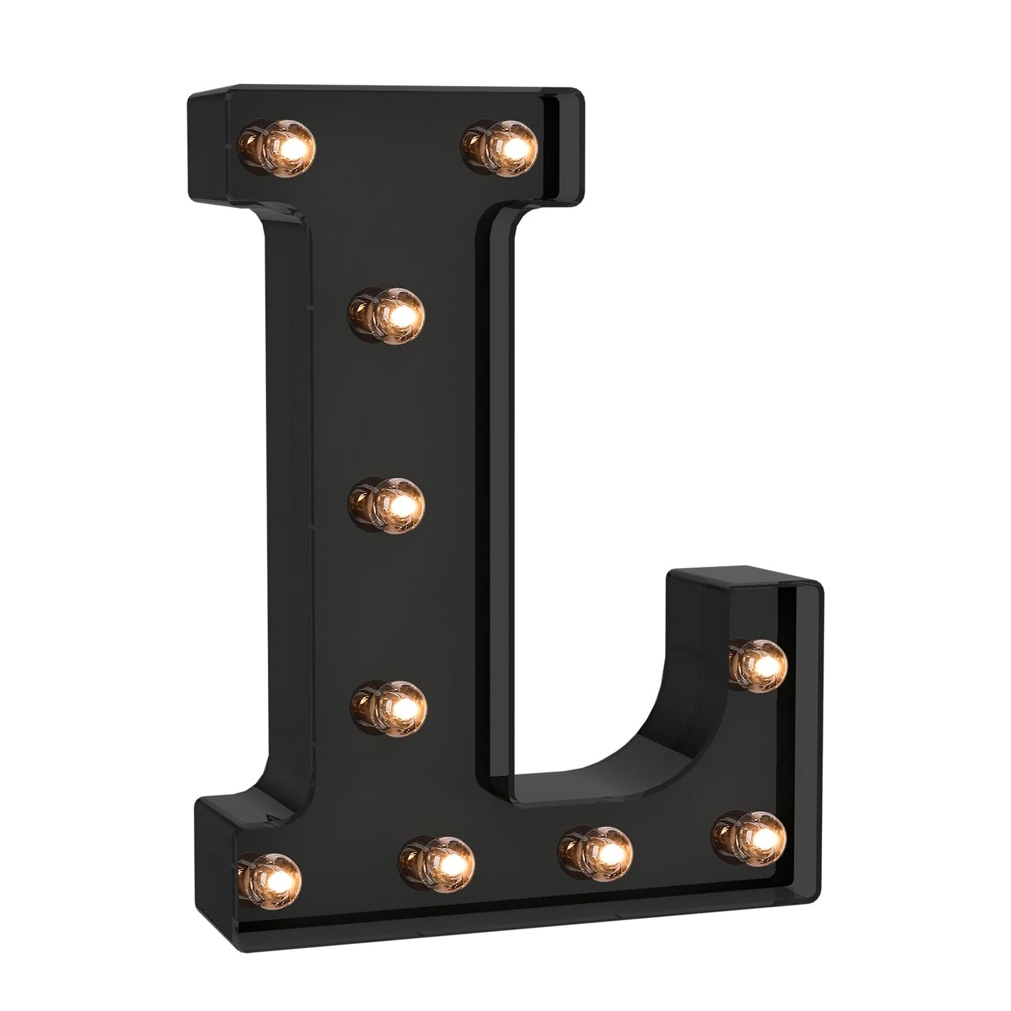 Foaky Black LED Letter Lights - Battery Operated Wall Decor for Bedroom, Home, Wedding, Party - Model Black-25, Size L