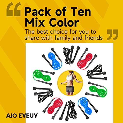 AIO EYEUY 10 Pack Adjustable Jump Rope for Fitness and Exercise-PVC Skipping Rope for Men,Women and Kids-Tangle-Free for K...