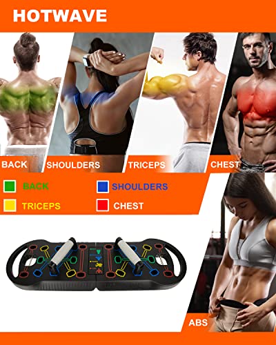 HOTWAVE Push Up Board Fitness, Portable Foldable 20 in 1 Push Up Bar at Home Gym, Pushup Handles for Floor. Professional S...
