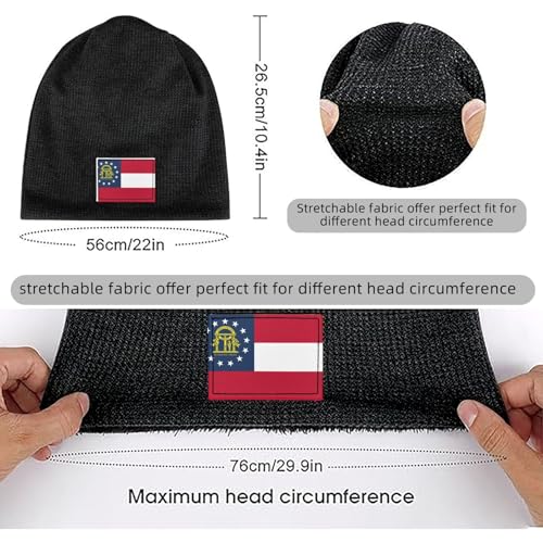 Georgia State Flag Print Lightweight Waffle Pullover Hat Men Women Winter Headwear Outdoor Camping Travel