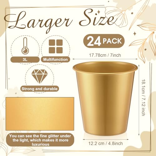 Layhit 24 Pcs Plastic Ice Buckets for Parties 3 Liters Wine Bucket Portable Ice Holder Disposable Wine Cooler for Party We...