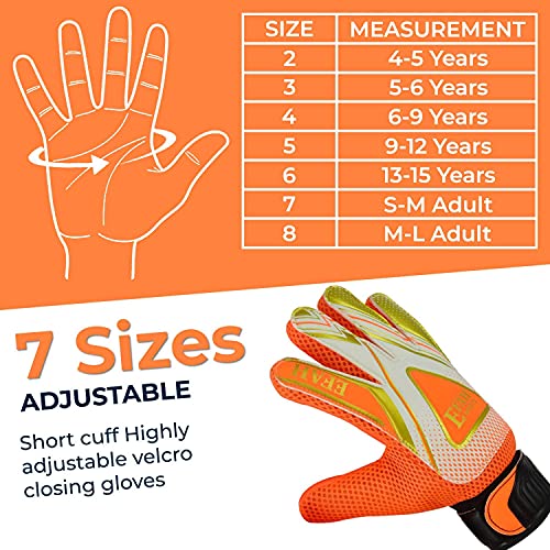 EFAH SPORTS Soccer Goalie Goalkeeper Gloves for Kids Boys Children Football Gloves with Strong Grips Palms
