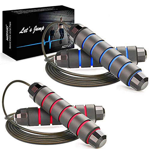 Jump Rope, Ball Bearings Tangle-Free Rapid Speed Cable Skipping Rope, Adjustable Jumping Ropes for Men, Women and Kids - 2...