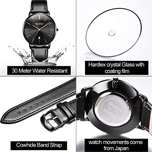 OLEVS Mens Watches Minimalist Ultra Thin Fashion Casual Analog Quartz Date Watch Waterproof Slim Simple Big Face Dress Wri...