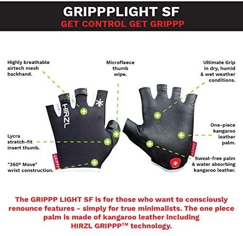 HIRZL Grippp Light SF Leather Bike Gloves, Short Finger, Breathable, Ultra Lightweight, Sweat, Water and Abrasion Resistan...