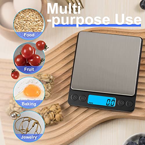 Digital Food Kitchen Scale Upgraded, YONCON 3000g/0.1g High Accuracy Mini Pocket Scale Measures in Grams and oz for Cookin...