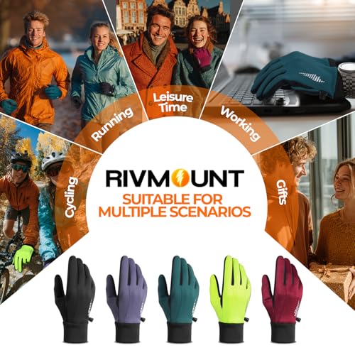 rivmount Winter Gloves Women Men, Cold Weather Touch Screen Liner Glove, Windproof 3-Layers, for Running, Cycling, Biking,...