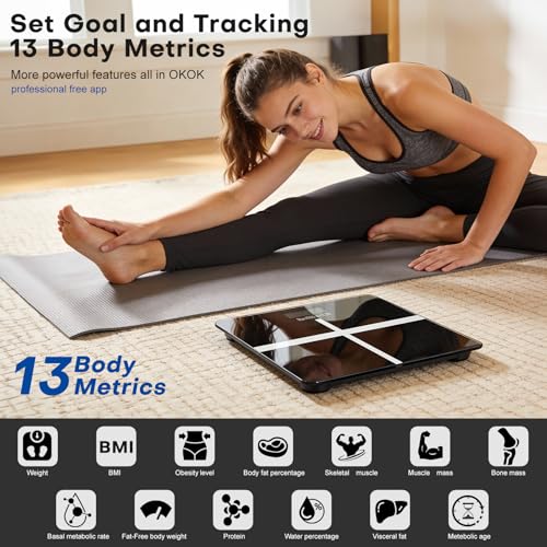 Smart Body Weight Scale, Digital Bathroom Scale, Measures BMI and Body Composition, Equipped with a Smartphone app, Maximu...
