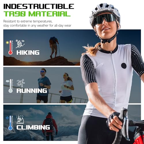 Ynaahi Sports Sunglasses. Shatterproof Polycarbonate Lens, UV400 Protection. Ideal for Cycling, Pickleball, & Running Safety