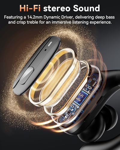 LEEMC Wireless Earbuds, Bluetooth Headphones 5.4, Ear Buds with Hooks for Sports, 80Hr Playtime Earphones, LED Display, IP...